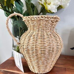 Woven Rattan Pitcher Vase